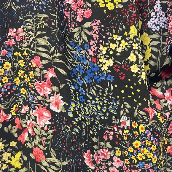 Anna Rae Floral Blouse, Ruffles, Lined, Cap/Short Sleeve w/ Raw Edge, Small - Picture 8 of 11